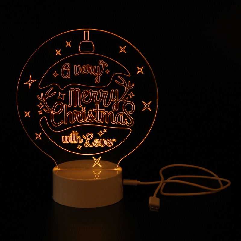 EP0055 Seven Colour LED Merry Christmas - Night Lamp, wood base