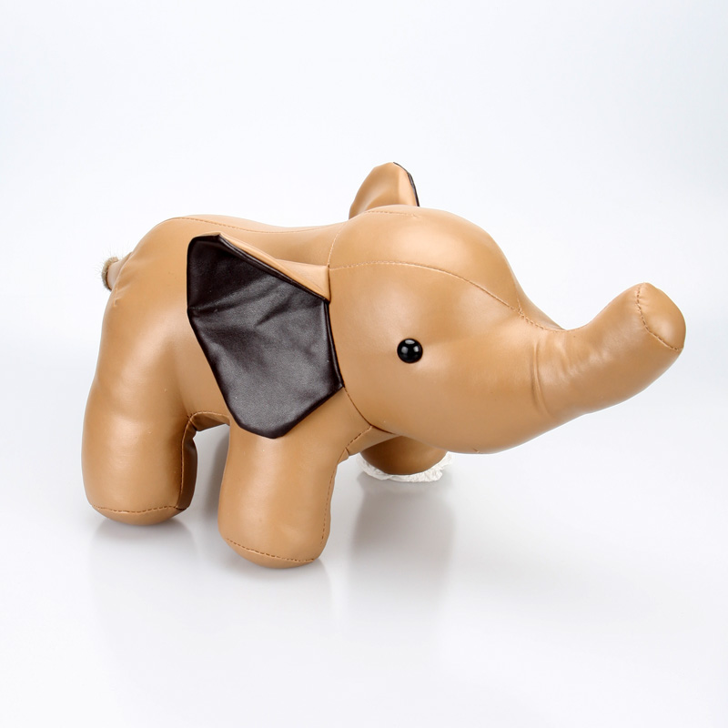 EP0015 13" Brown Microfiber Leather Stuffed Elephant for Home Decoration