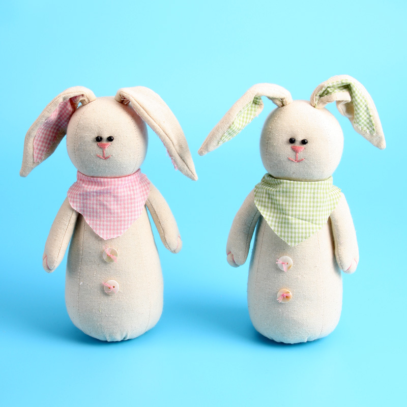 EP0030AB 9"H Handmade Stuffed Bunny Couple