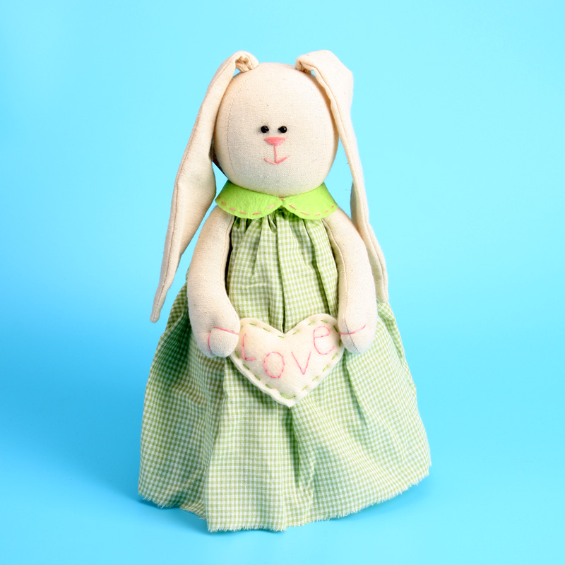 EP0032AB 12"H Handmade Spring Season Stuffed Bunny Couple Green