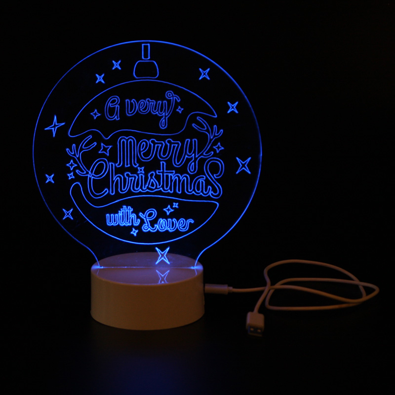 EP0055 LED Merry Christmas - Night Lamp, wood base